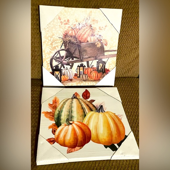 NWT Pumpkin Fall canvas decor 
2- 10x 10 wall art - Picture 2 of 4